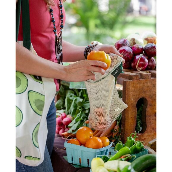 Goodful Farmer's Market Reusable Bags Organic Cotton Set of 4 NEW - Picture 4 of 4
